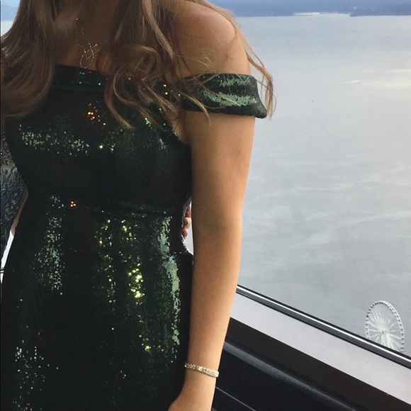 Long mermaid off shoulder sparkly prom dress - Picture 5 of 5